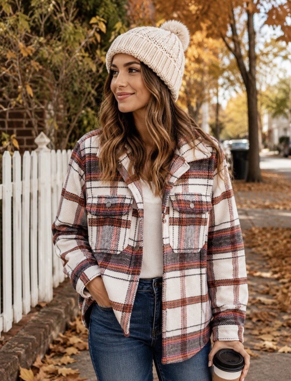 Universal Thread Womens Plaid Flannel Oversized Shacket Sz M Wool Blend Heavy Wt